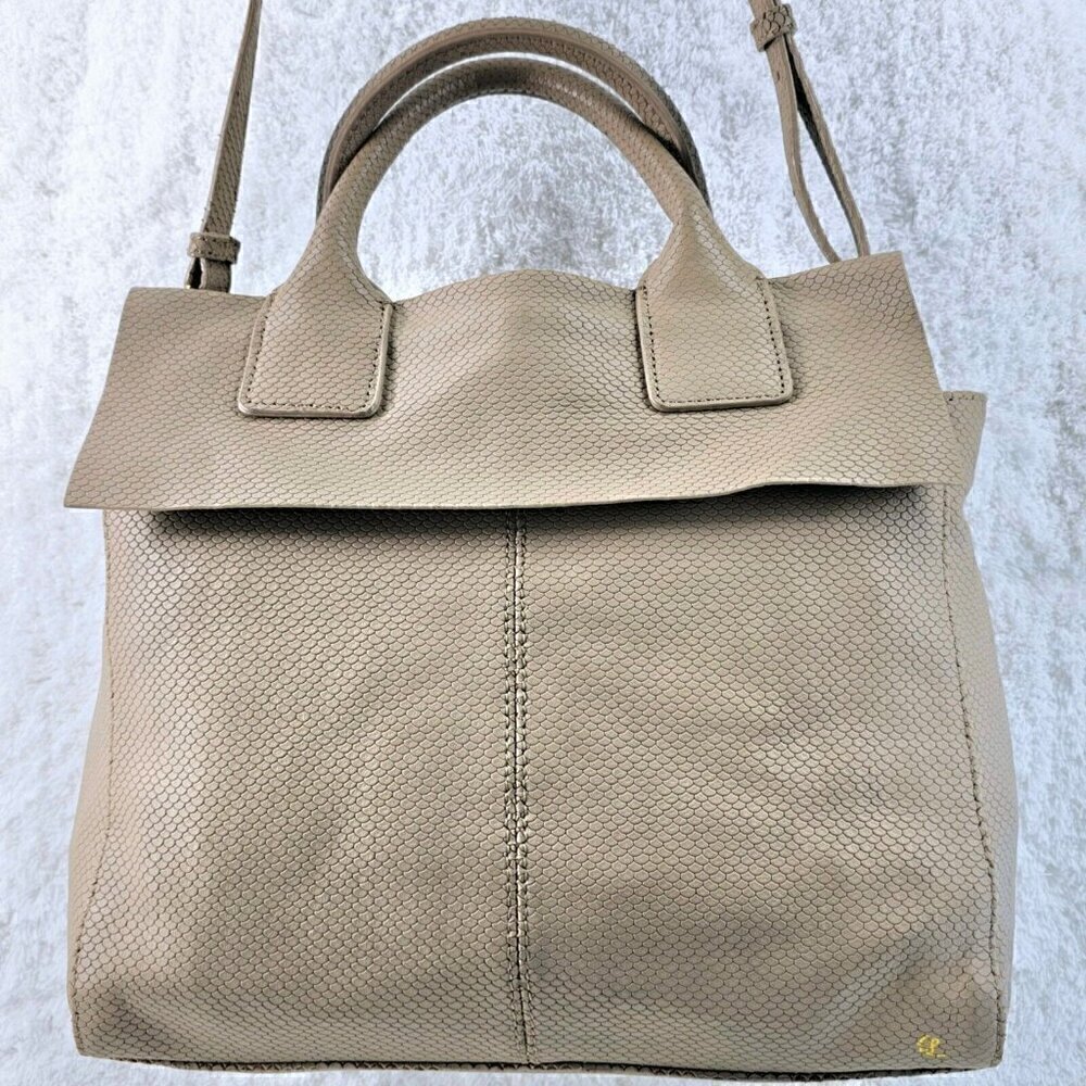 ELLIOTT LUCCA Ecru Textured Top Handle Crossbody Shoulder Bag Removable Strap